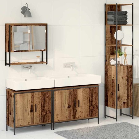 Juego de muebles de baño 4 pcs Marrón 33 x 33 x 185.5 cm