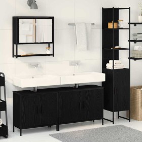 Juego de muebles de baño 4 pcs Negro 33 x 33 x 185.5 cm