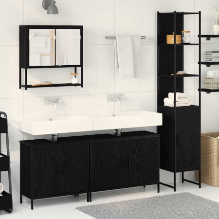 Juego de muebles de baño 4 pcs Negro 33 x 33 x 185.5 cm