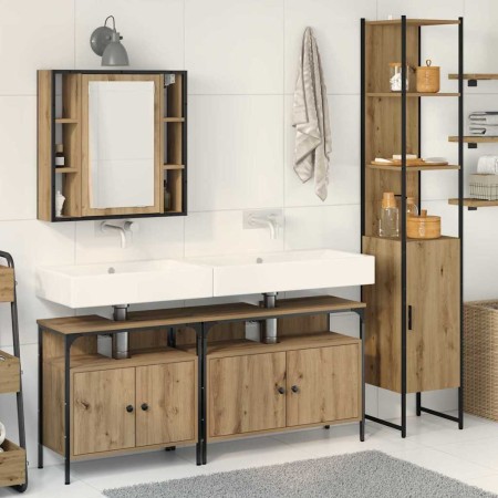 Juego de Gabinetes de Baño con estante 4 pcs Roble artisan