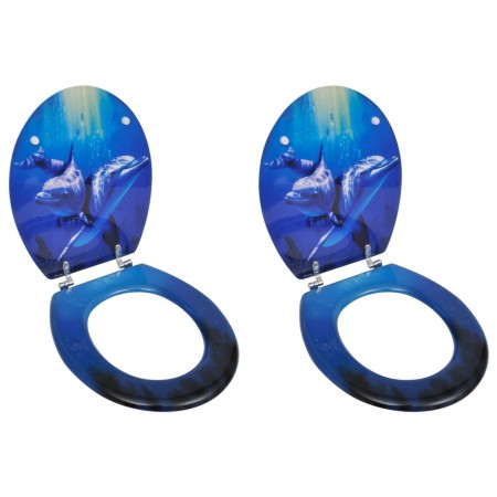Toilet seats with dolphin design MDF lids 2 units by vidaXL, Toilet and bidet seats - Ref: Foro24-275912, Price: 75,59 €, Dis...