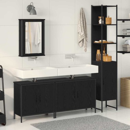 Juego de muebles de baño 4 pcs Negro 33 x 33 x 185.5 cm