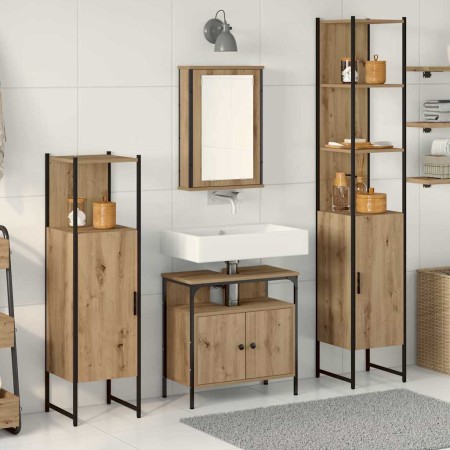 Juego de muebles de baño 4 pcs Roble artisan 33 x 33 x 185.5 cm