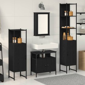 Juego de muebles de baño 4 pcs Roble negro 33 x 33 x 185.5 cm