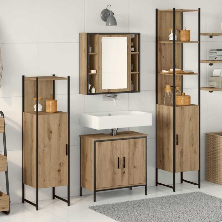 Juego de muebles de baño 4 pcs Marrón 33 x 33 x 185.5 cm