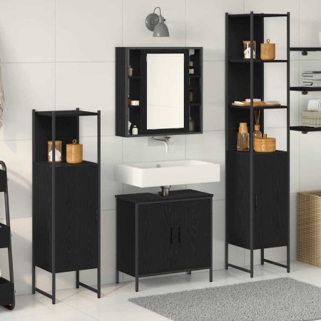 Juego de muebles de baño 4 pcs Negro 33 x 33 x 185.5 cm