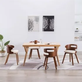 Dining chairs 4 pcs curved wood and cream synthetic leather by vidaXL, dining chairs - Ref: Foro24-278848, Price: 566,56 €, D...