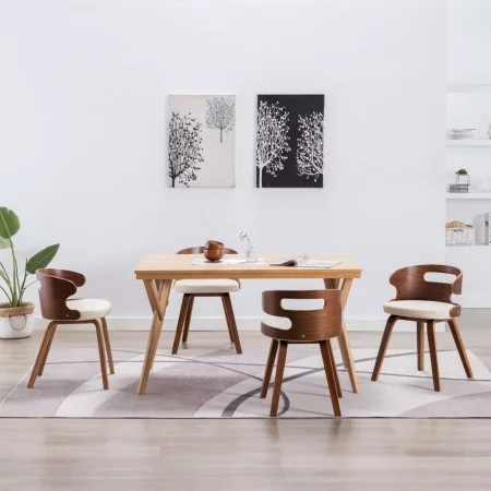 Esszimmerstühle, 4 Stück, gebogenes Holz und cremefarbenes Kunstleder von vidaXL, Essstühle - Ref: Foro24-278848, Preis: 566,...