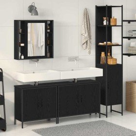 Juego de muebles de baño 4 pcs Negro 33 x 33 x 185.5 cm Juego de muebles de baño 4 pcs Negro 33 x 33 x 185.5 cm
