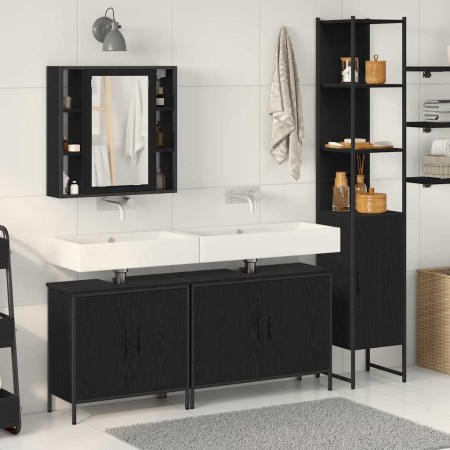 Juego de muebles de baño 4 pcs Negro 33 x 33 x 185.5 cm