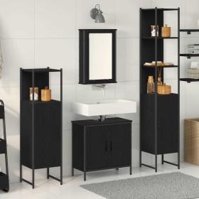 Juego de muebles de baño 4 pcs Negro 33 x 33 x 185.5 cm