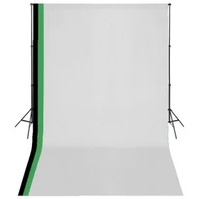 Studio kit with 3 cotton backdrops with adjustable structure 3x5 m by vidaXL, studio montages - Ref: Foro24-275419, Price: 18...