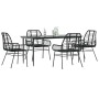 Juego de comedor jardín 5 piezas ratán sintético vidrio negro
