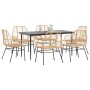 Juego de comedor de jardín 7 pzas ratán PE marrón