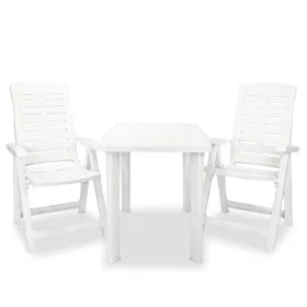 Garden bistro table and chairs set 3 pieces white plastic by vidaXL, Garden sets - Ref: Foro24-275073, Price: 225,17 €, Disco...