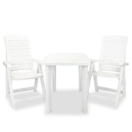 Garten-Bistrotisch und Stühle-Set 3-teilig aus weißem Kunststoff von vidaXL, Gartensets - Ref: Foro24-275073, Preis: 225,17 €...
