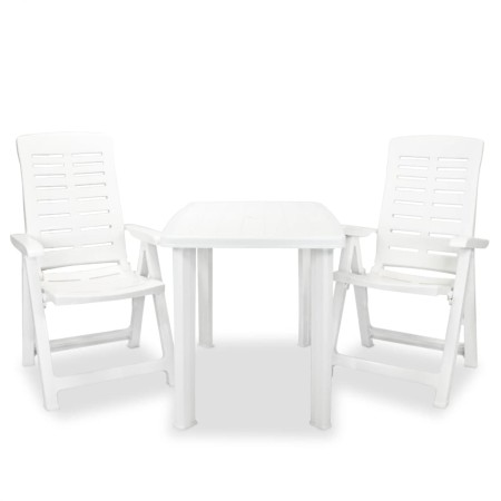 Set de mesa y sillas bistró de jardín 3 piezas plástico blanco de vidaXL, Conjuntos de jardín - Ref: Foro24-275073, Precio: 2...