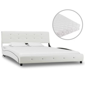 Bed with white synthetic leather mattress 140x200 cm by vidaXL, Beds and slatted bases - Ref: Foro24-277571, Price: 461,75 €,...