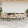 Juego comedor jardín 9 pzas cojines ratán sintético marrón