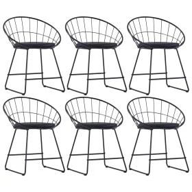 Sillas de comedor asientos de cuero sintético 6 uds acero negro by vidaXL, dining chairs - Ref: Foro24-276236, Price: 295,35 ...