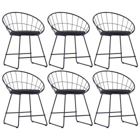 Sillas de comedor asientos de cuero sintético 6 uds acero negro by vidaXL, dining chairs - Ref: Foro24-276236, Price: 298,83 ...