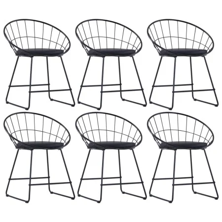 Sillas de comedor asientos de cuero sintético 6 uds acero negro by vidaXL, dining chairs - Ref: Foro24-276236, Price: 295,35 ...