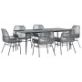 Juego comedor jardín 7 pzas cojines ratán sintético vidrio gris