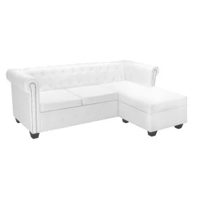 L-shaped Chesterfield sofa white artificial leather by vidaXL, Sofas - Ref: Foro24-275225, Price: 705,14 €, Discount: %