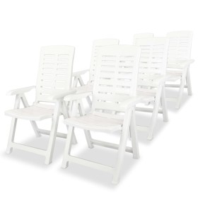 Sillas de jardín reclinables 6 unidades plástico blanco de vidaXL, Sillas de jardín - Ref: Foro24-275068, Precio: 473,92 €, D...