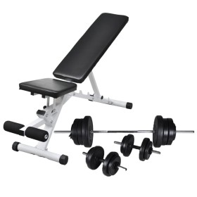 Trainingsbank mit Gewichten und Hanteln 60,5 kg von vidaXL, Gewichthebermaschinen - Ref: Foro24-275347, Preis: 242,41 €, Raba...