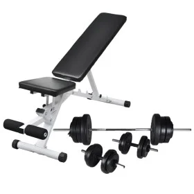 Trainingsbank mit Gewichten und Hanteln 60,5 kg von vidaXL, Gewichthebermaschinen - Ref: Foro24-275347, Preis: 267,22 €, Raba...
