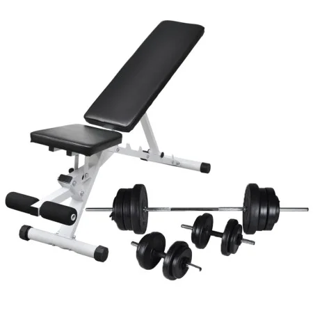 Exercise bench with a set of weights and dumbbells 60.5 kg by vidaXL, Weight lifting machines - Ref: Foro24-275347, Price: 26...