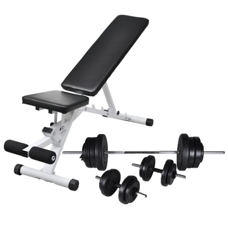 Trainingsbank mit Gewichten und Hanteln 60,5 kg von vidaXL, Gewichthebermaschinen - Ref: Foro24-275347, Preis: 242,41 €, Raba...