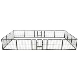 Corral para perros 16 paneles de acero 60x80 cm negro von vidaXL, Hundehütten und Zäune - Ref: Foro24-275492, Preis: 281,48 €...