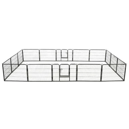 Corral para perros 16 paneles de acero 60x80 cm negro von vidaXL, Hundehütten und Zäune - Ref: Foro24-275492, Preis: 265,60 €...