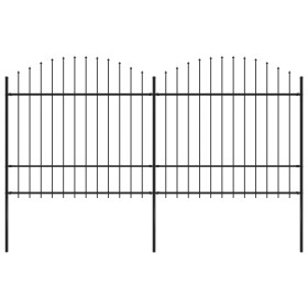 Garden fence with black steel spear points (1.5-1.75)x3.4m by vidaXL, fence panels - Ref: Foro24-277740, Price: 172,46 €, Dis...