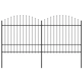 Garden fence with black steel spear points (1.5-1.75)x3.4m by vidaXL, fence panels - Ref: Foro24-277740, Price: 168,72 €, Dis...