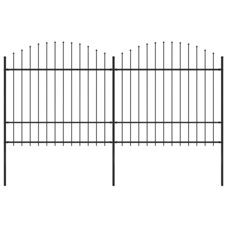 Garden fence with black steel spear points (1.5-1.75)x3.4m by vidaXL, fence panels - Ref: Foro24-277740, Price: 168,61 €, Dis...