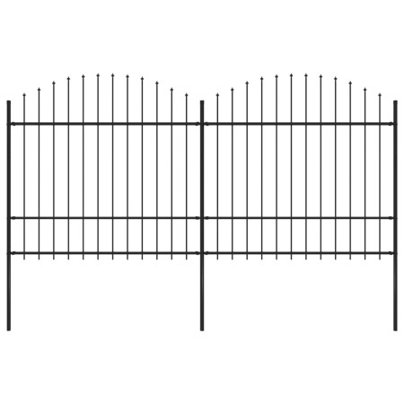 Valla de jardín con puntas de lanza acero negro (1,5-1,75)x3,4m
