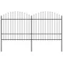 Garden fence with black steel spear points (1.5-1.75)x3.4m by vidaXL, fence panels - Ref: Foro24-277740, Price: 168,61 €, Dis...