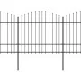 Garden fence with black steel spear points (1.5-1.75)x3.4m by vidaXL, fence panels - Ref: Foro24-277740, Price: 168,61 €, Dis...