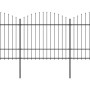 Valla de jardín con puntas de lanza acero negro (1,5-1,75)x3,4m
