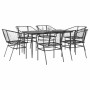 Juego de comedor jardín 7 piezas ratán sintético negro