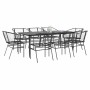 Juego de comedor jardín 9 piezas ratán polivinílico negro