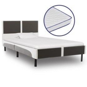 Cama con colchón viscoelástico cuero sintético 90x