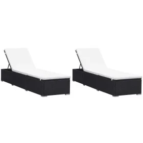 Sonnenliegen mit Kissen 2 Stück schwarzes synthetisches Rattan von vidaXL, Liegen - Ref: Foro24-277088, Preis: 314,47 €, Raba...