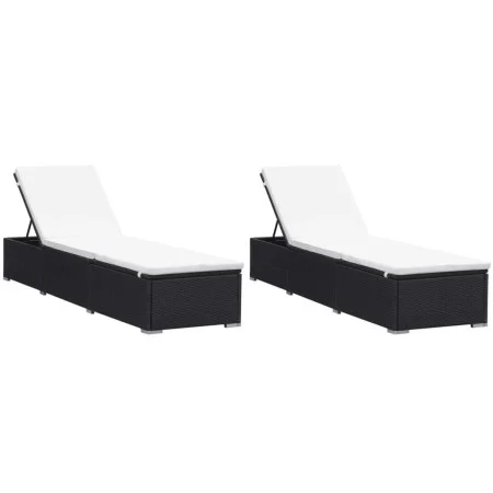 Sun loungers with cushions 2 pcs black synthetic rattan by vidaXL, Loungers - Ref: Foro24-277088, Price: 314,47 €, Discount: %