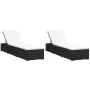 Sun loungers with cushions 2 pcs black synthetic rattan by vidaXL, Loungers - Ref: Foro24-277088, Price: 314,47 €, Discount: %