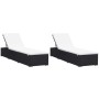 Tumbonas con cojines 2 uds ratán sintético negro de vidaXL, Tumbonas - Ref: Foro24-277088, Precio: 318,23 €, Descuento: %