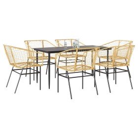Juego de comedor de jardín 7 pzas ratán PE marrón Juego de comedor de jardín 7 pzas ratán PE marrón